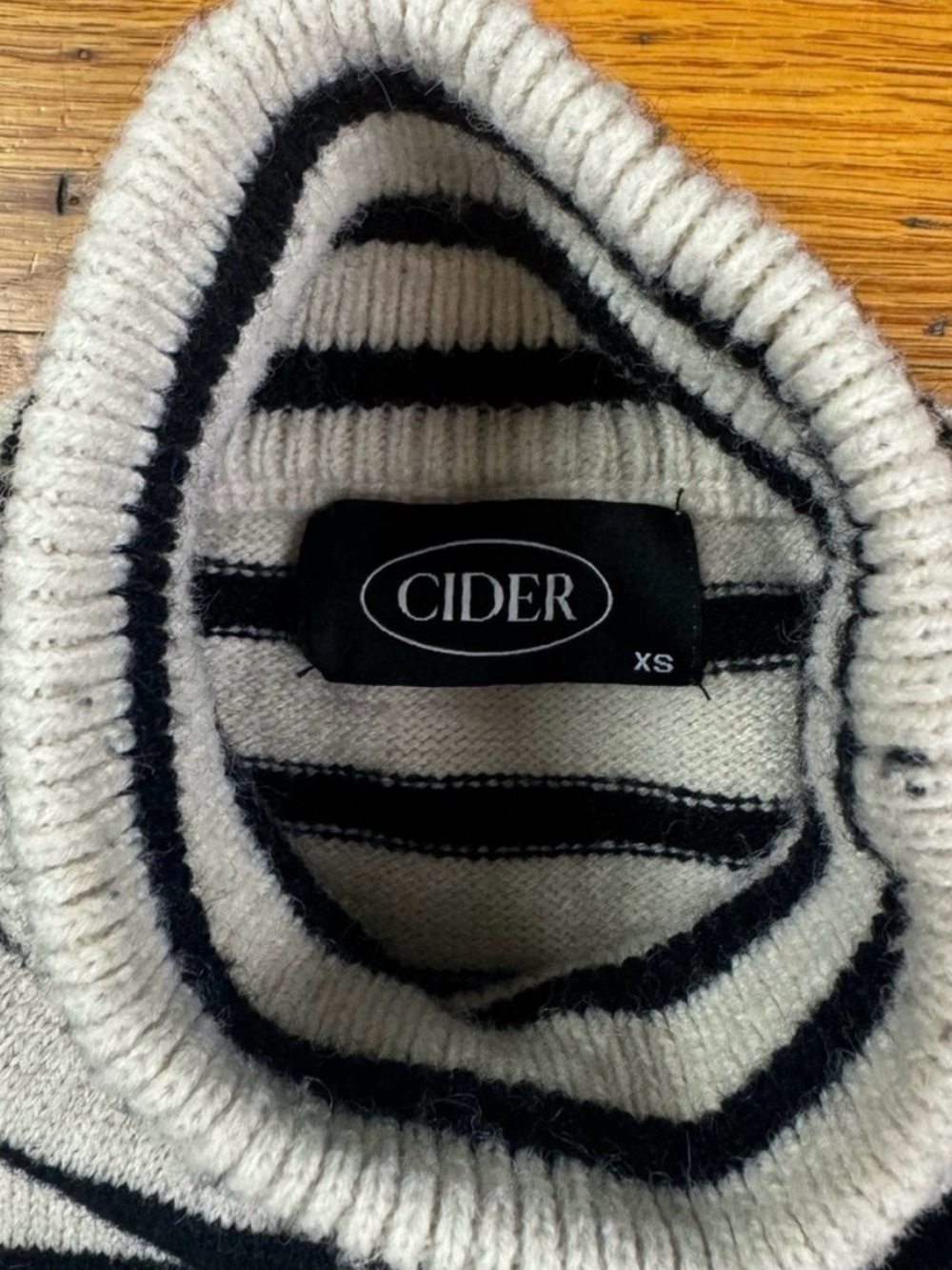 Cider Cream and Black Striped Cropped Turtleneck Sweater - Picture 7 of 7